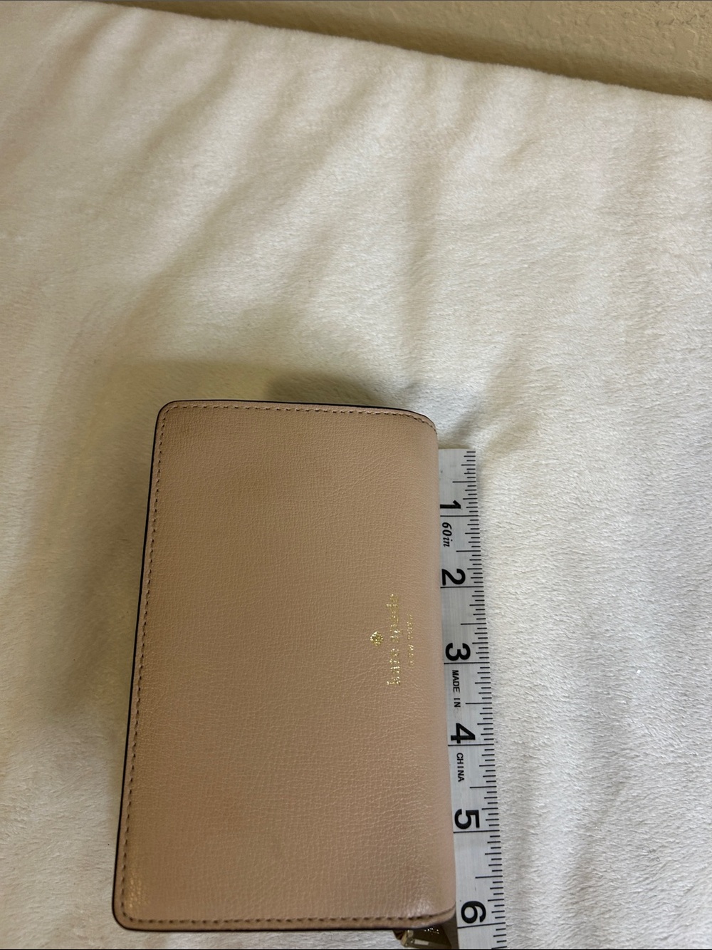 kate spade Blush Taupe Leather Zip-Around Wallet with Gold Spade Logo - Picture 8 of 8
